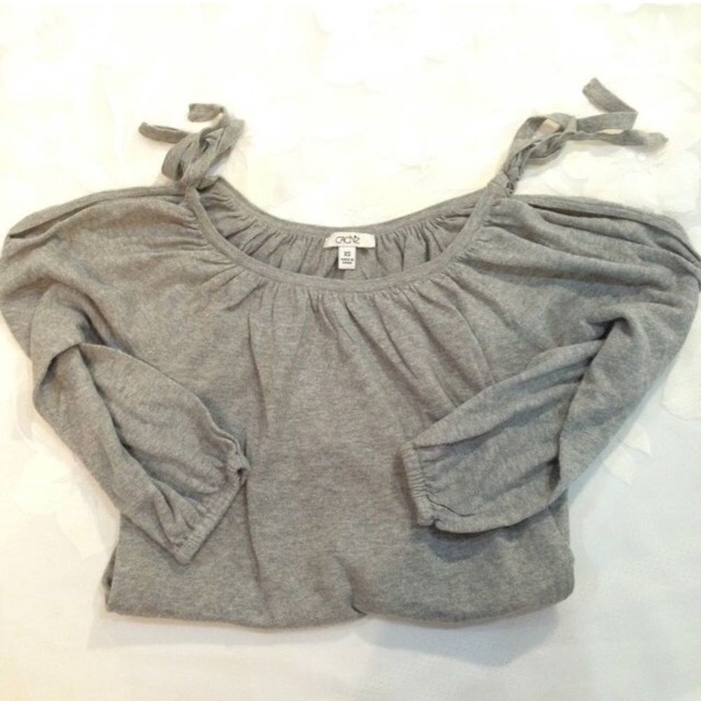 Cache Heather Gray 100% Cotton Cold Shoulder Top - Picture 3 of 6